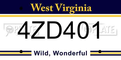 4ZD401 West Virginia License Plate