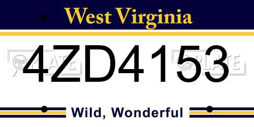 4ZD4153 West Virginia License Plate
