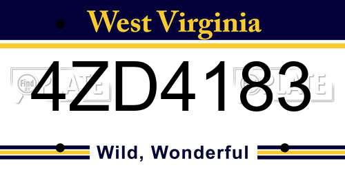 4ZD4183 West Virginia License Plate