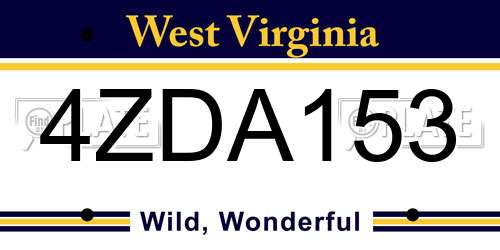 4ZDA153 West Virginia License Plate