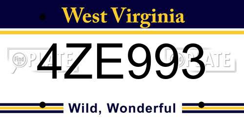 4ZE993 West Virginia License Plate