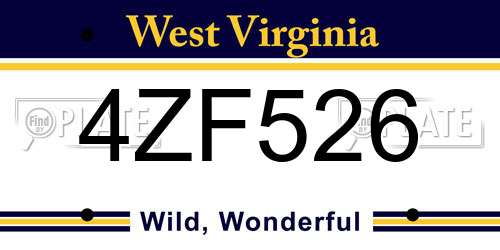 4ZF526 West Virginia License Plate