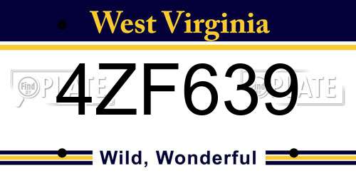 4ZF639 West Virginia License Plate