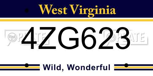 4ZG623 West Virginia License Plate