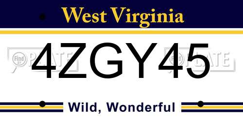 4ZGY45 West Virginia License Plate