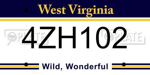 4ZH102 West Virginia License Plate