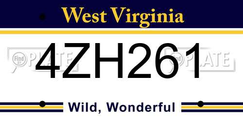 4ZH261 West Virginia License Plate