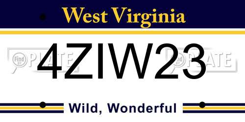 4ZIW23 West Virginia License Plate