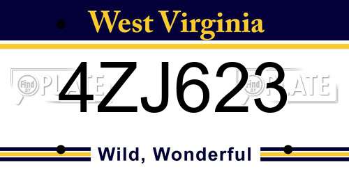 4ZJ623 West Virginia License Plate