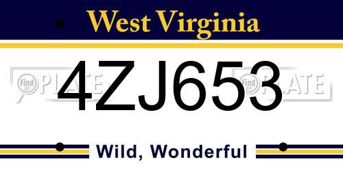 4ZJ653 West Virginia License Plate