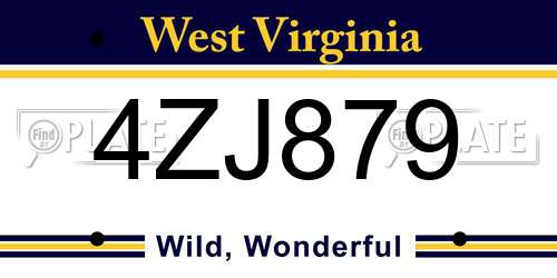 4ZJ879 West Virginia License Plate
