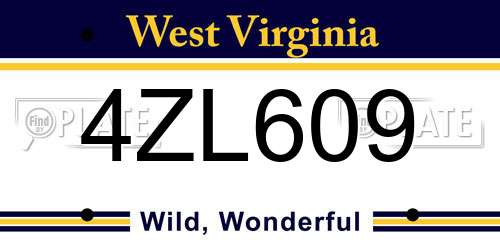 4ZL609 West Virginia License Plate
