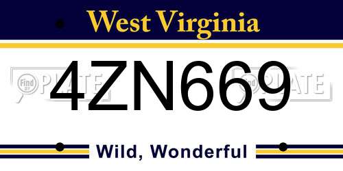 4ZN669 West Virginia License Plate