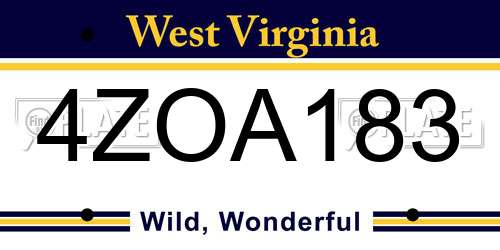 4ZOA183 West Virginia License Plate