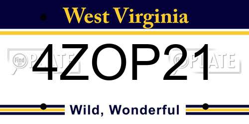 4ZOP21 West Virginia License Plate