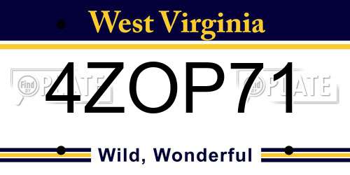 4ZOP71 West Virginia License Plate