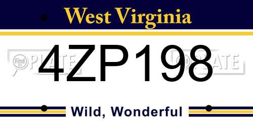 4ZP198 West Virginia License Plate