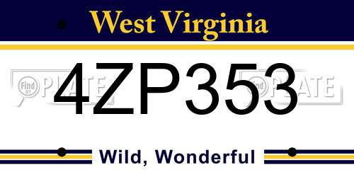 4ZP353 West Virginia License Plate