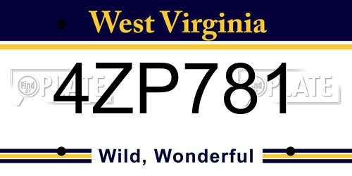 4ZP781 West Virginia License Plate