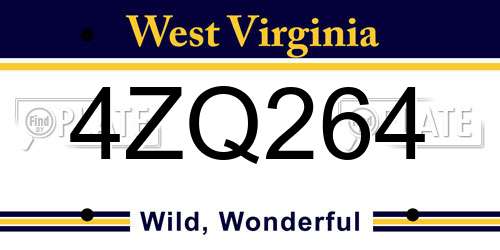 4ZQ264 West Virginia License Plate