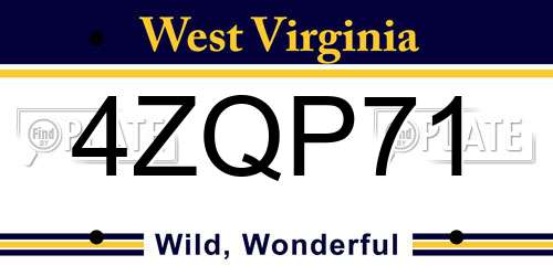 4ZQP71 West Virginia License Plate