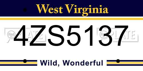 4ZS5137 West Virginia License Plate