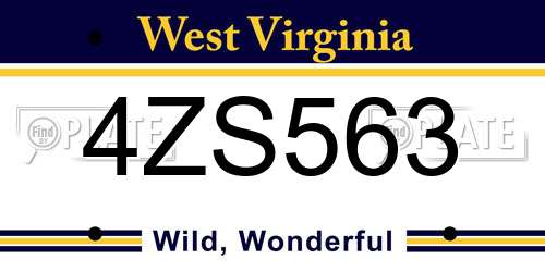 4ZS563 West Virginia License Plate