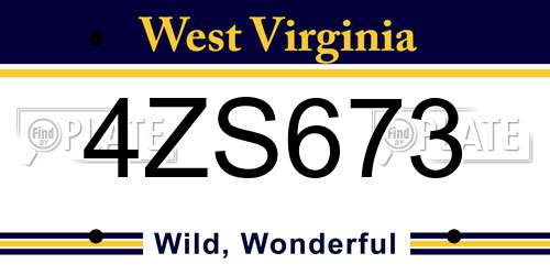 4ZS673 West Virginia License Plate