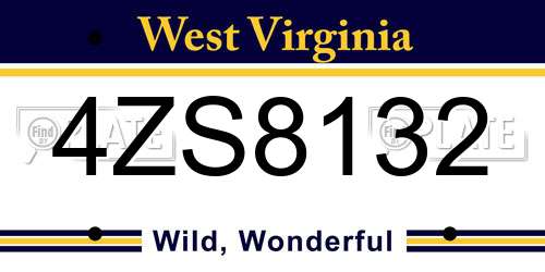 4ZS8132 West Virginia License Plate