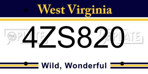4ZS820 West Virginia License Plate
