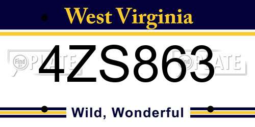 4ZS863 West Virginia License Plate