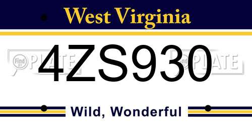 4ZS930 West Virginia License Plate