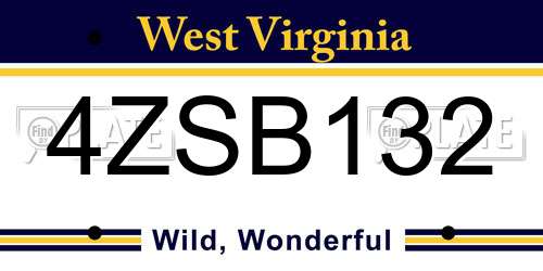 4ZSB132 West Virginia License Plate