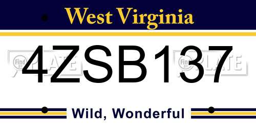4ZSB137 West Virginia License Plate