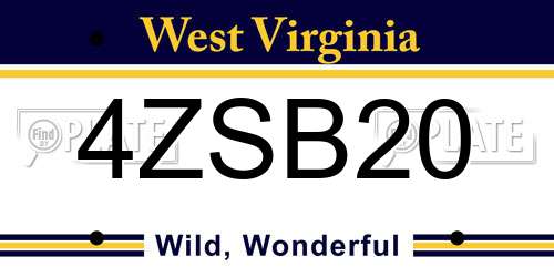4ZSB20 West Virginia License Plate