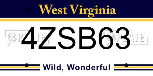 4ZSB63 West Virginia License Plate