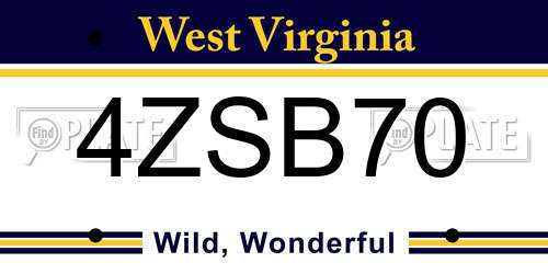 4ZSB70 West Virginia License Plate