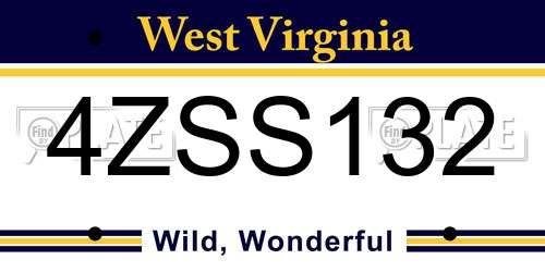 4ZSS132 West Virginia License Plate