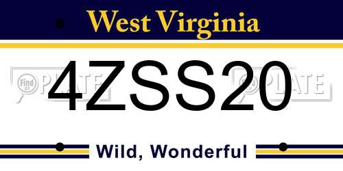 4ZSS20 West Virginia License Plate