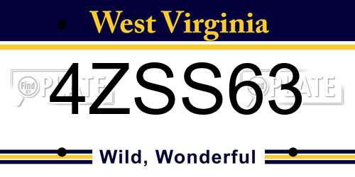 4ZSS63 West Virginia License Plate