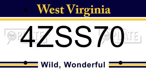 4ZSS70 West Virginia License Plate