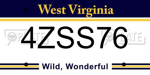 4ZSS76 West Virginia License Plate