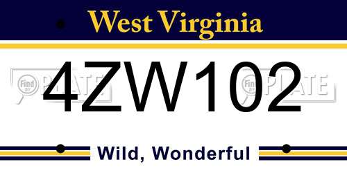 4ZW102 West Virginia License Plate