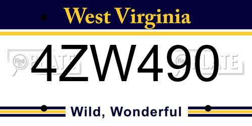 4ZW490 West Virginia License Plate