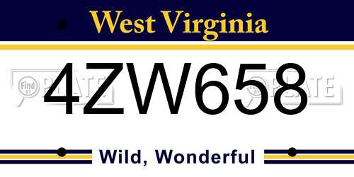 4ZW658 West Virginia License Plate