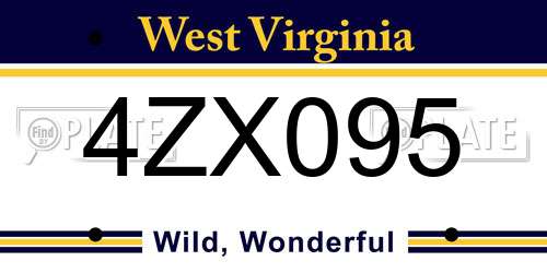 4ZX095 West Virginia License Plate