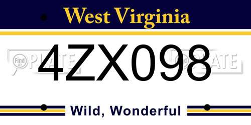 4ZX098 West Virginia License Plate