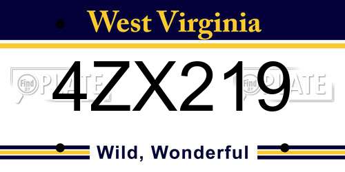 4ZX219 West Virginia License Plate