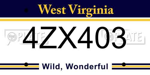 4ZX403 West Virginia License Plate