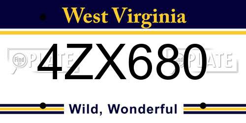 4ZX680 West Virginia License Plate